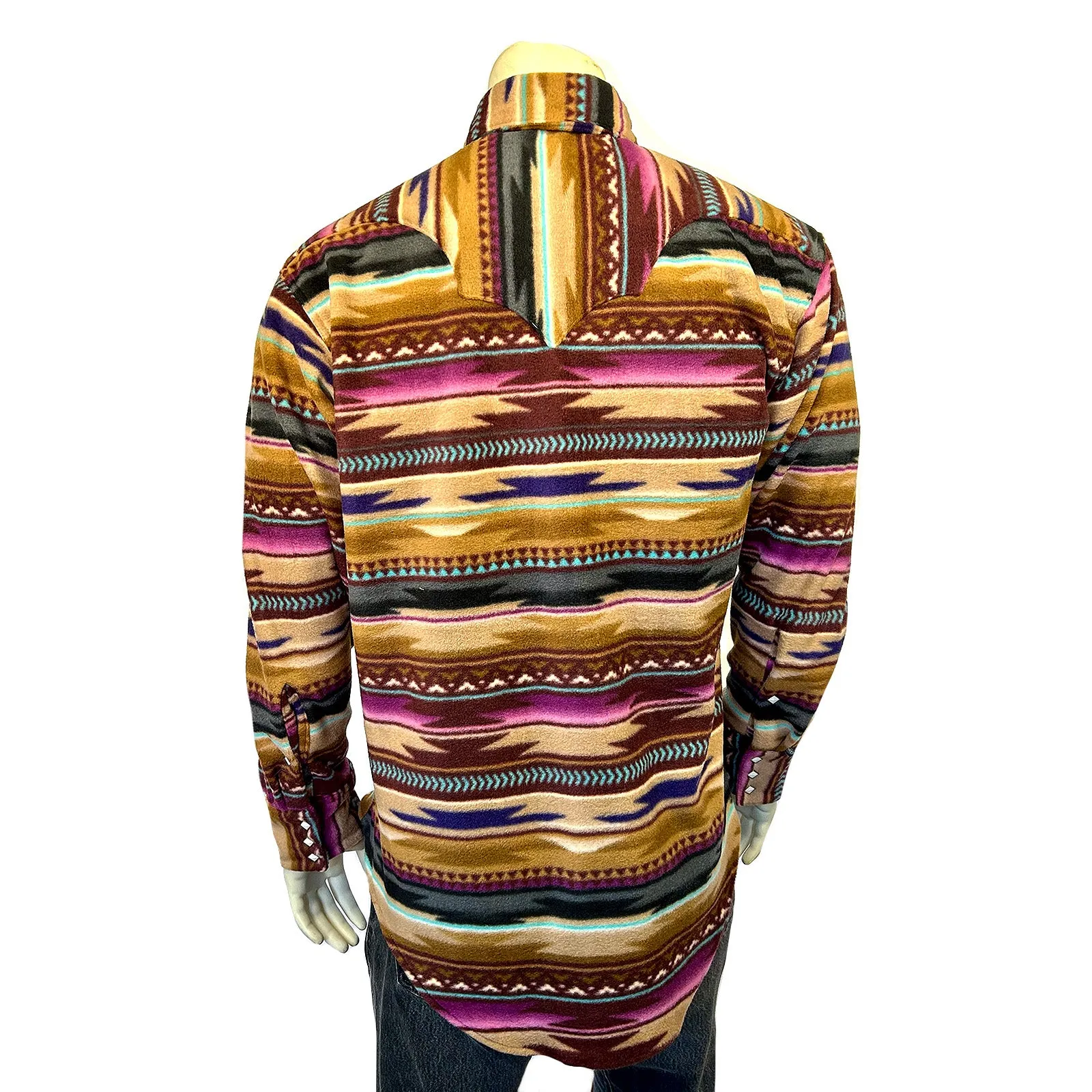 Men's Chamois Pattern Fleece Western Shirt in Plum