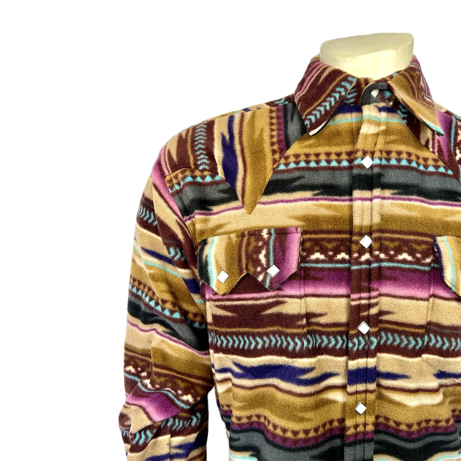 Men's Chamois Pattern Fleece Western Shirt in Plum