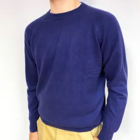Men's Indigo Navy Blue Cashmere Crew Neck Jumper Large
