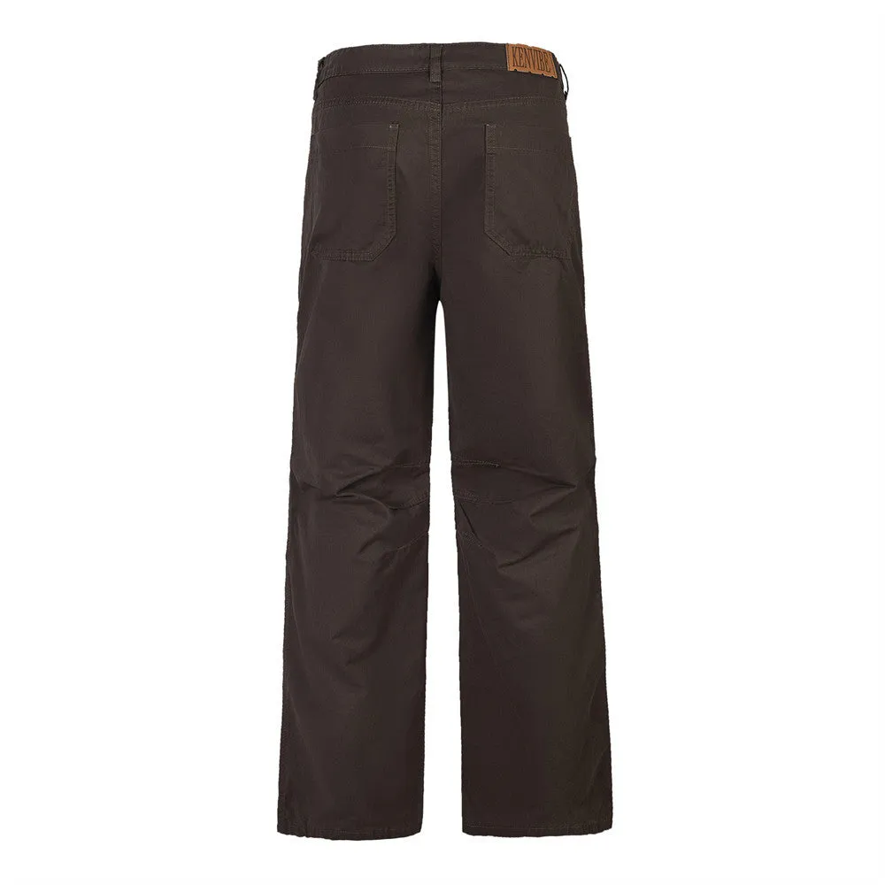 Men's Solid Color Straight Pleated Overalls