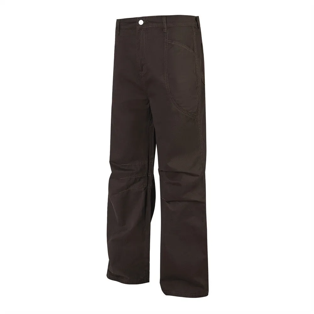 Men's Solid Color Straight Pleated Overalls