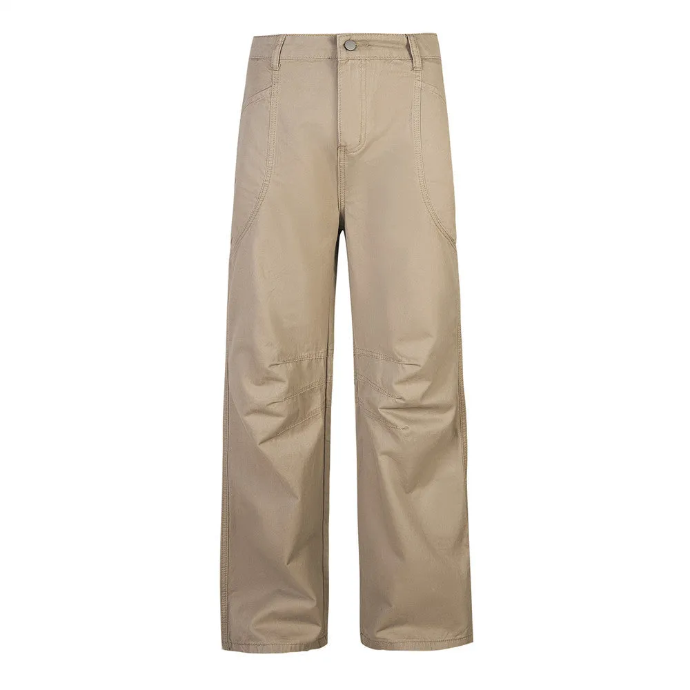 Men's Solid Color Straight Pleated Overalls