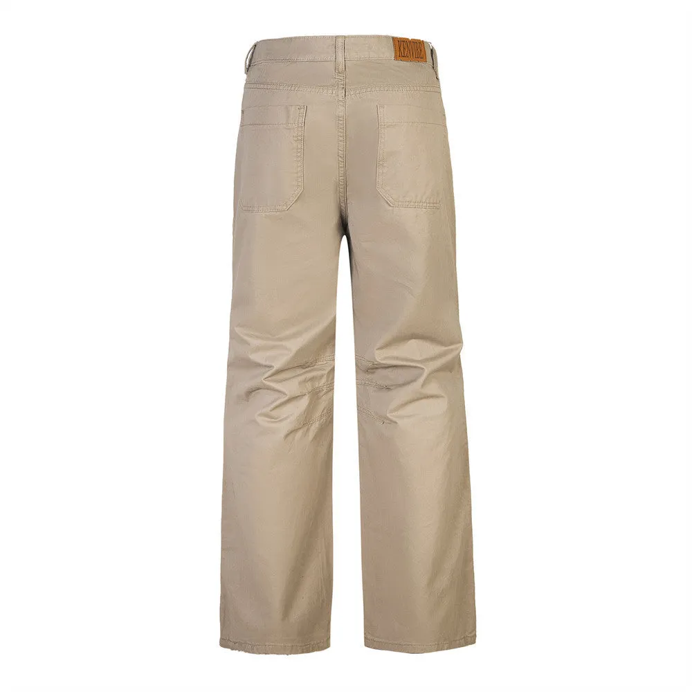 Men's Solid Color Straight Pleated Overalls