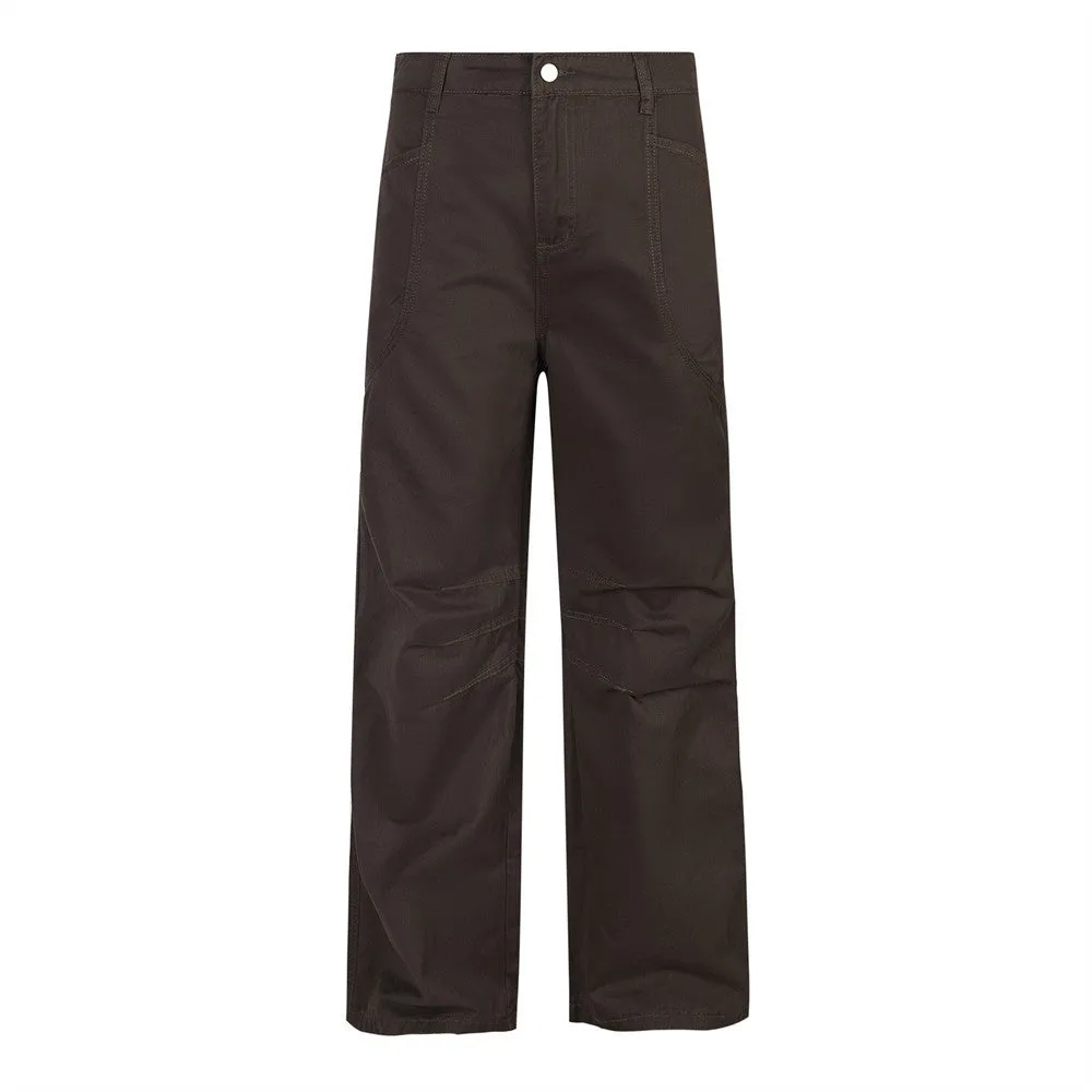 Men's Solid Color Straight Pleated Overalls