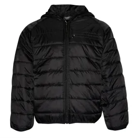 Mens Zip Puffer Jacket Warm Lining Front Side Pockets Zipper Button