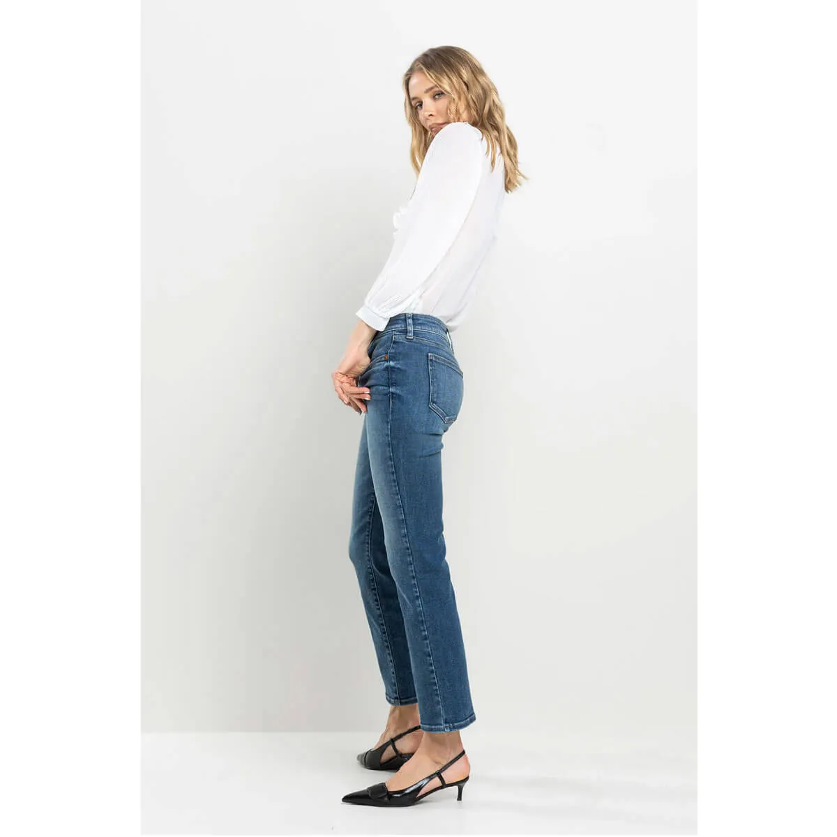 Mid Rise Ultra Stretch Slim Straight Jeans