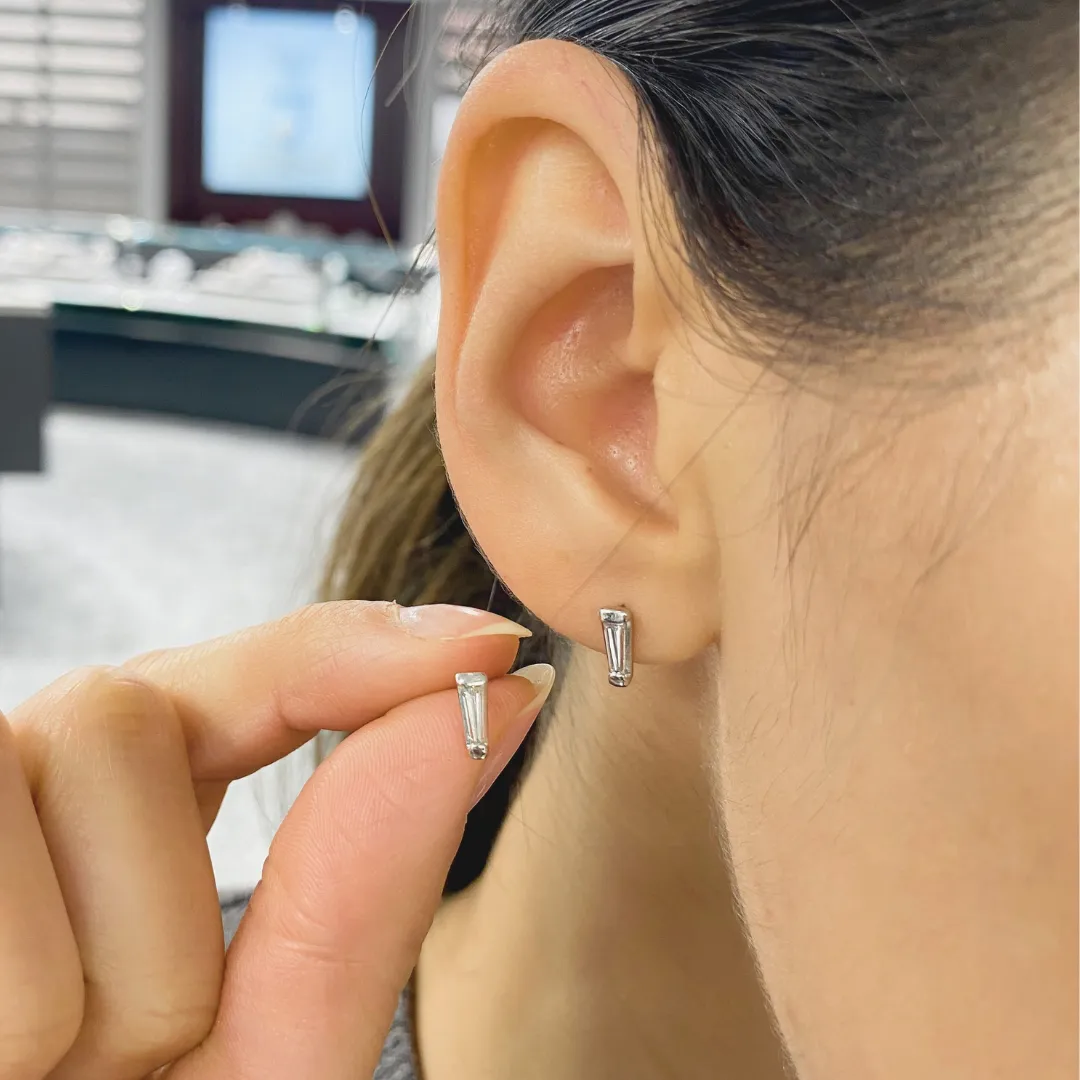 Mini Tapered Baguette Diamond Studs
