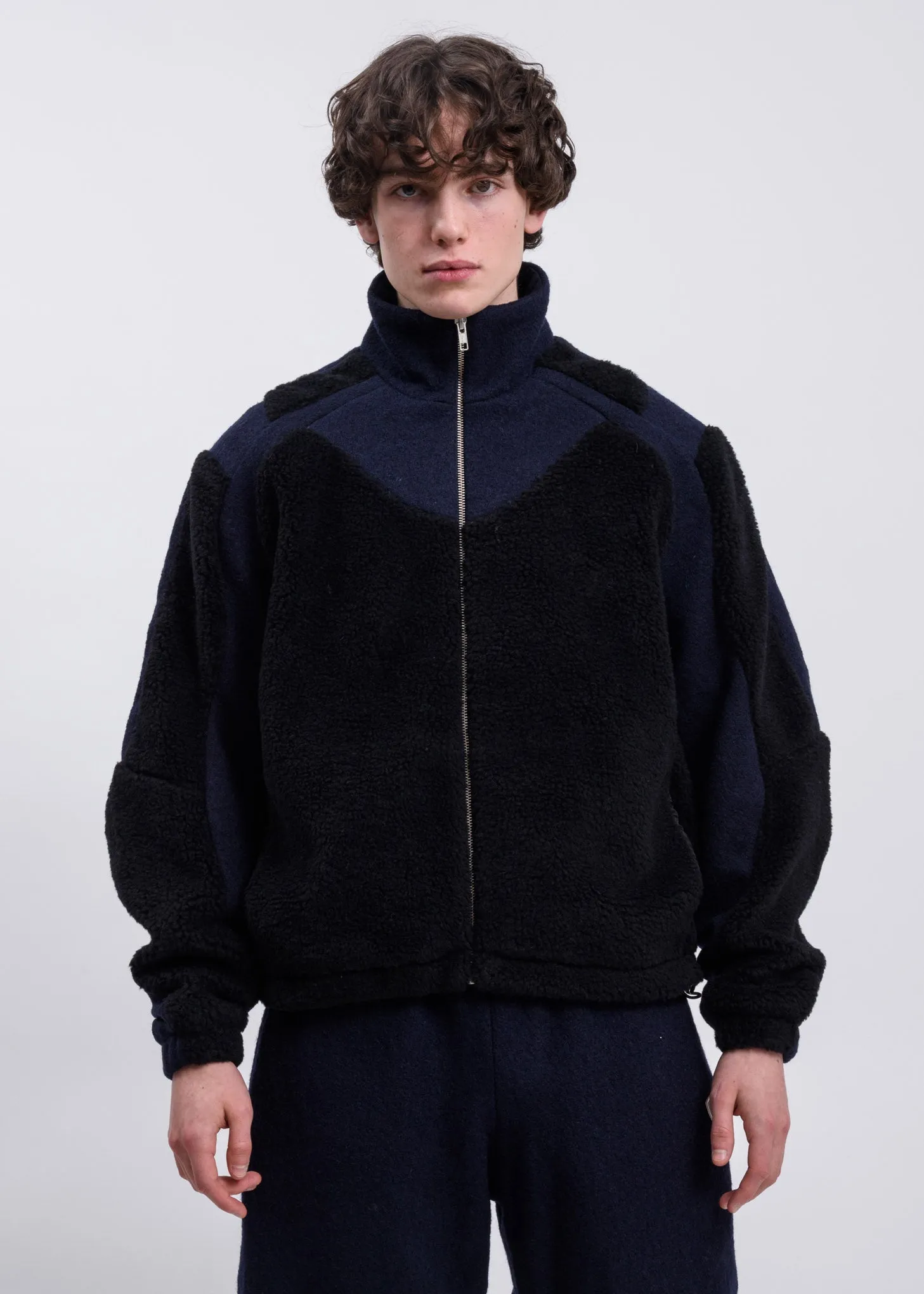 Navy and Black Two-Tone Fleece Jacket