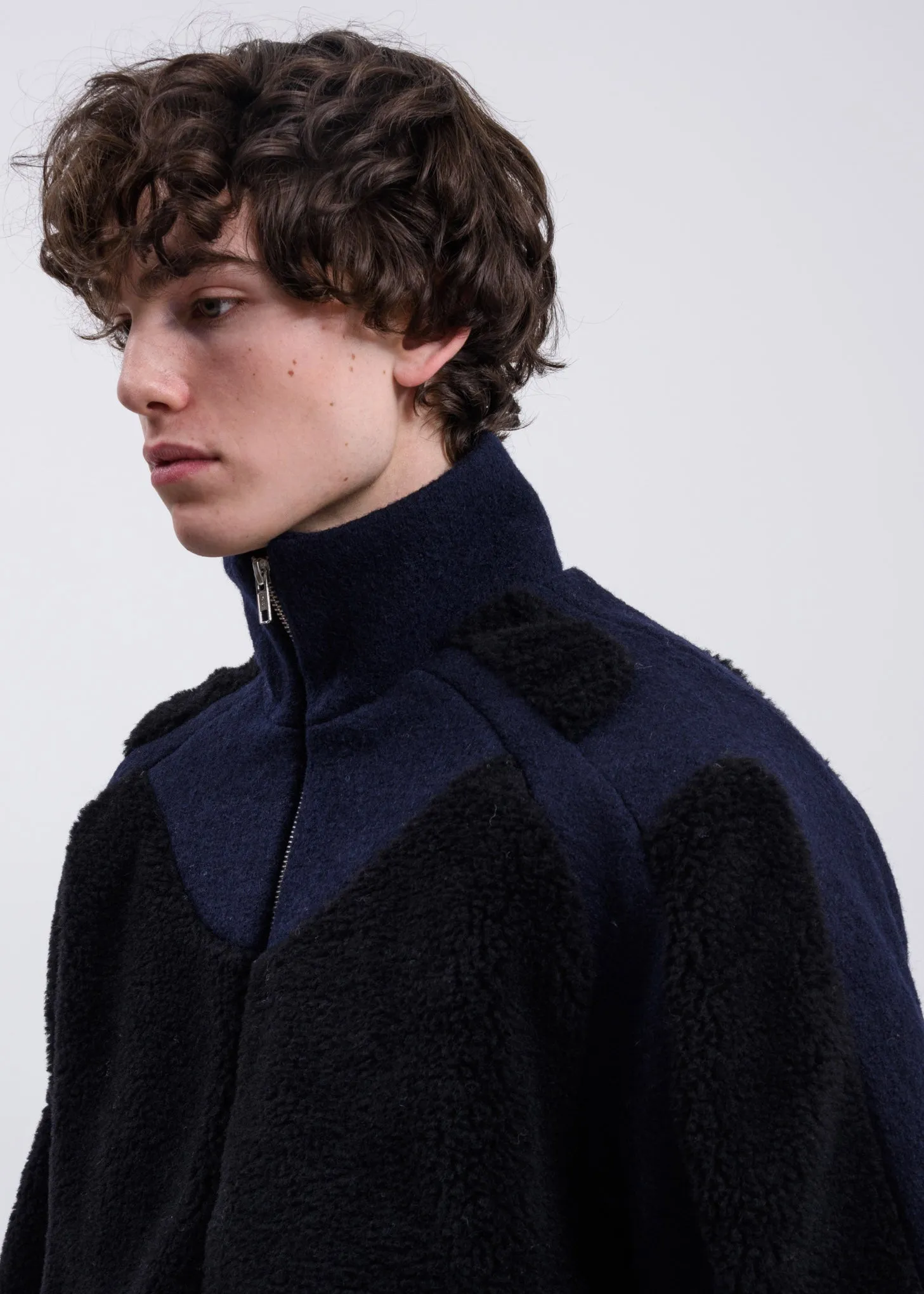 Navy and Black Two-Tone Fleece Jacket