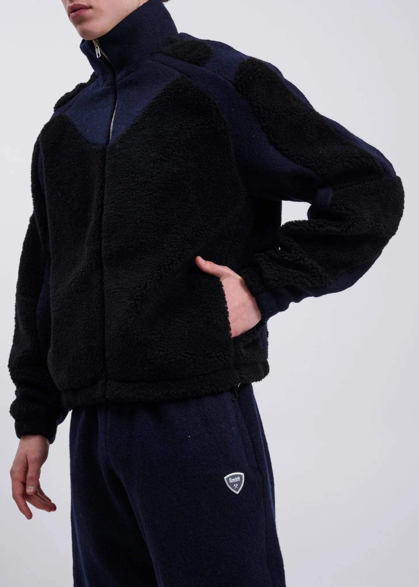 Navy and Black Two-Tone Fleece Jacket