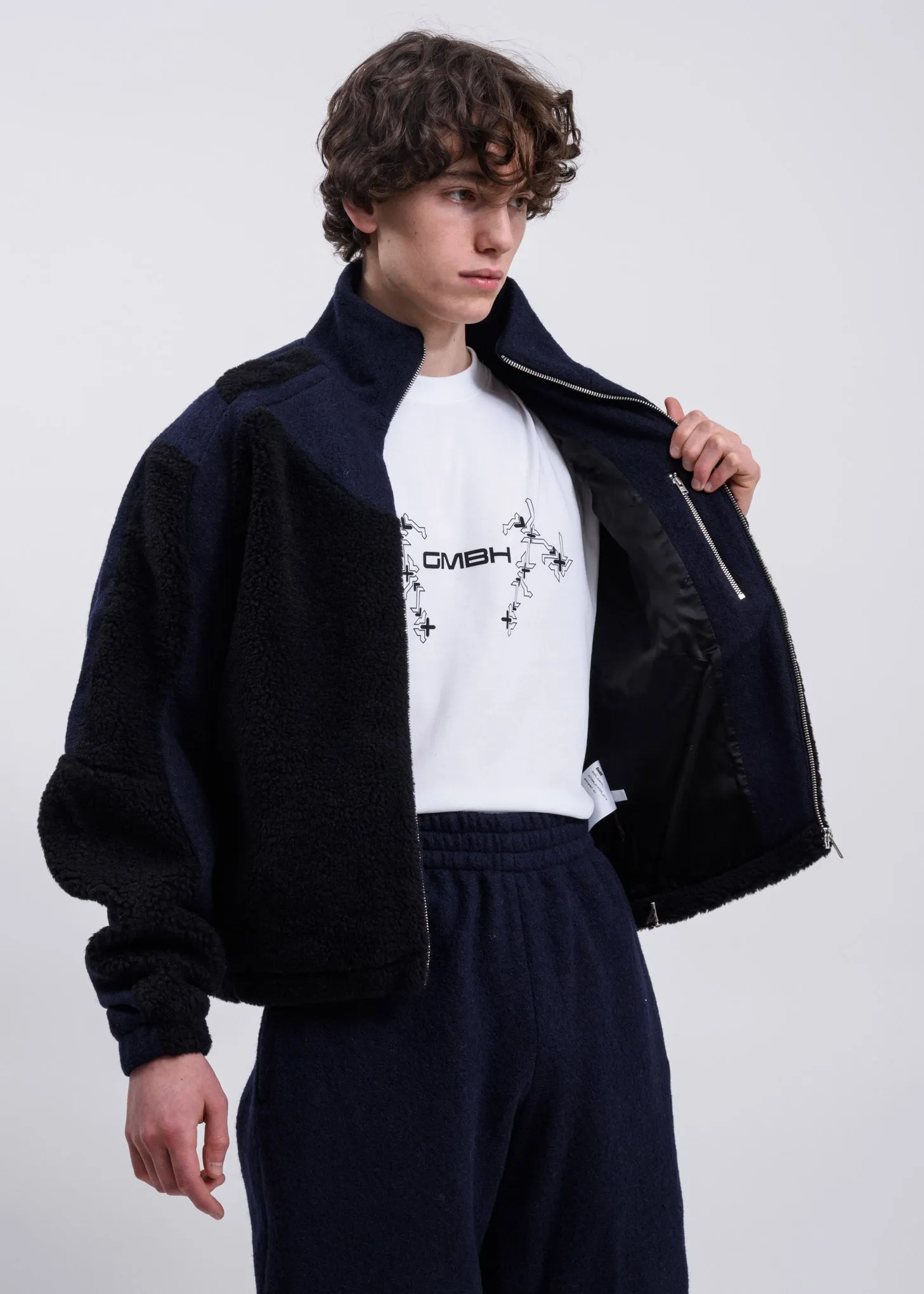 Navy and Black Two-Tone Fleece Jacket