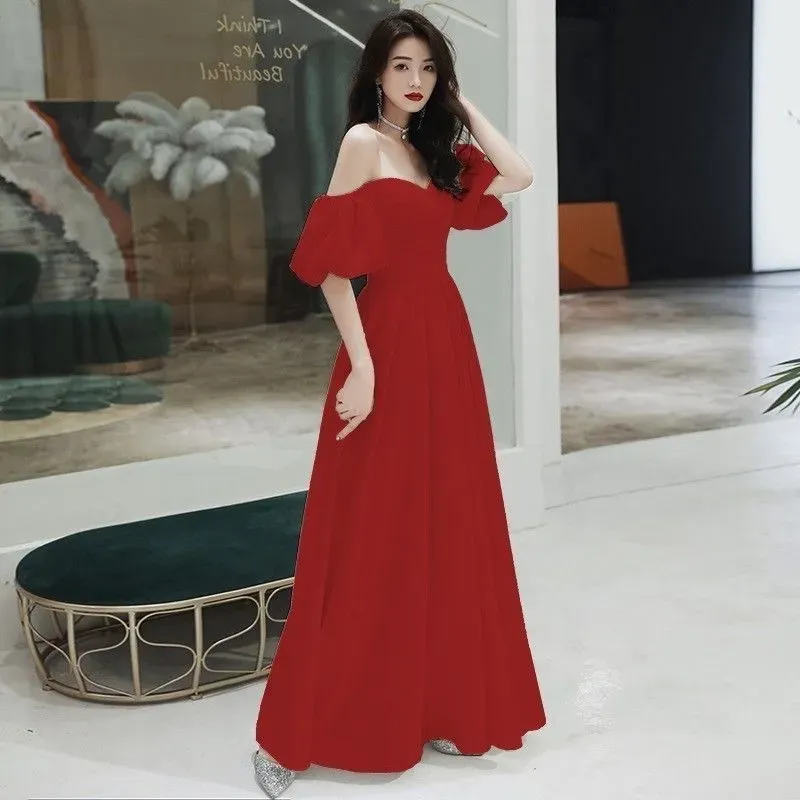 New long off shoulder women bridal wedding dress prom evening party gown     S5435