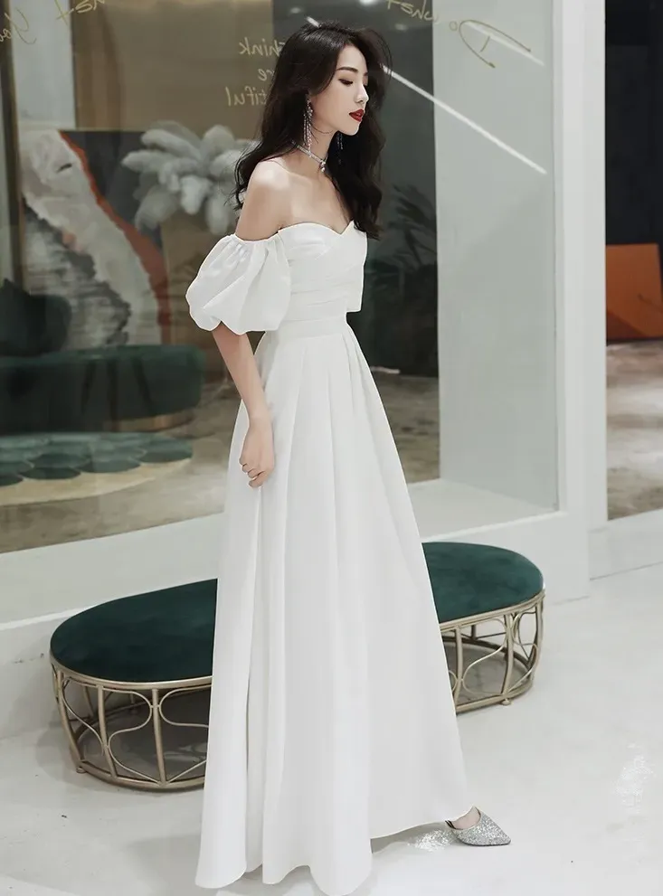 New long off shoulder women bridal wedding dress prom evening party gown     S5435