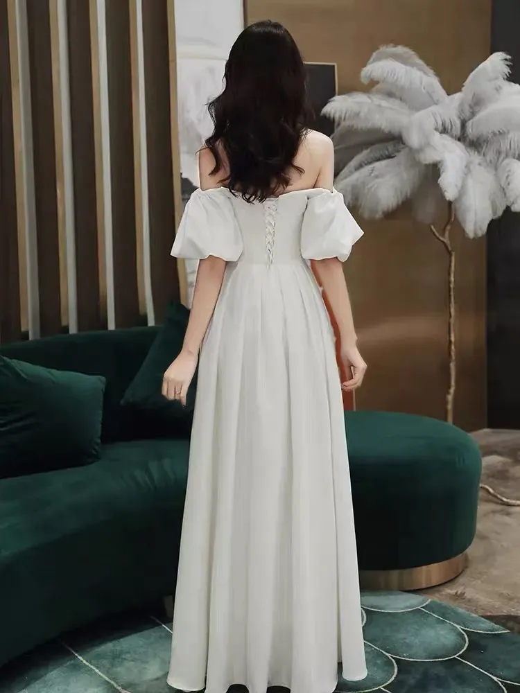 New long off shoulder women bridal wedding dress prom evening party gown     S5435