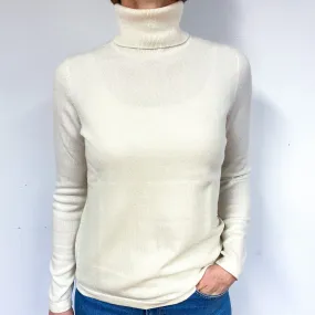 New Pure Cream Cashmere Polo Neck Jumper