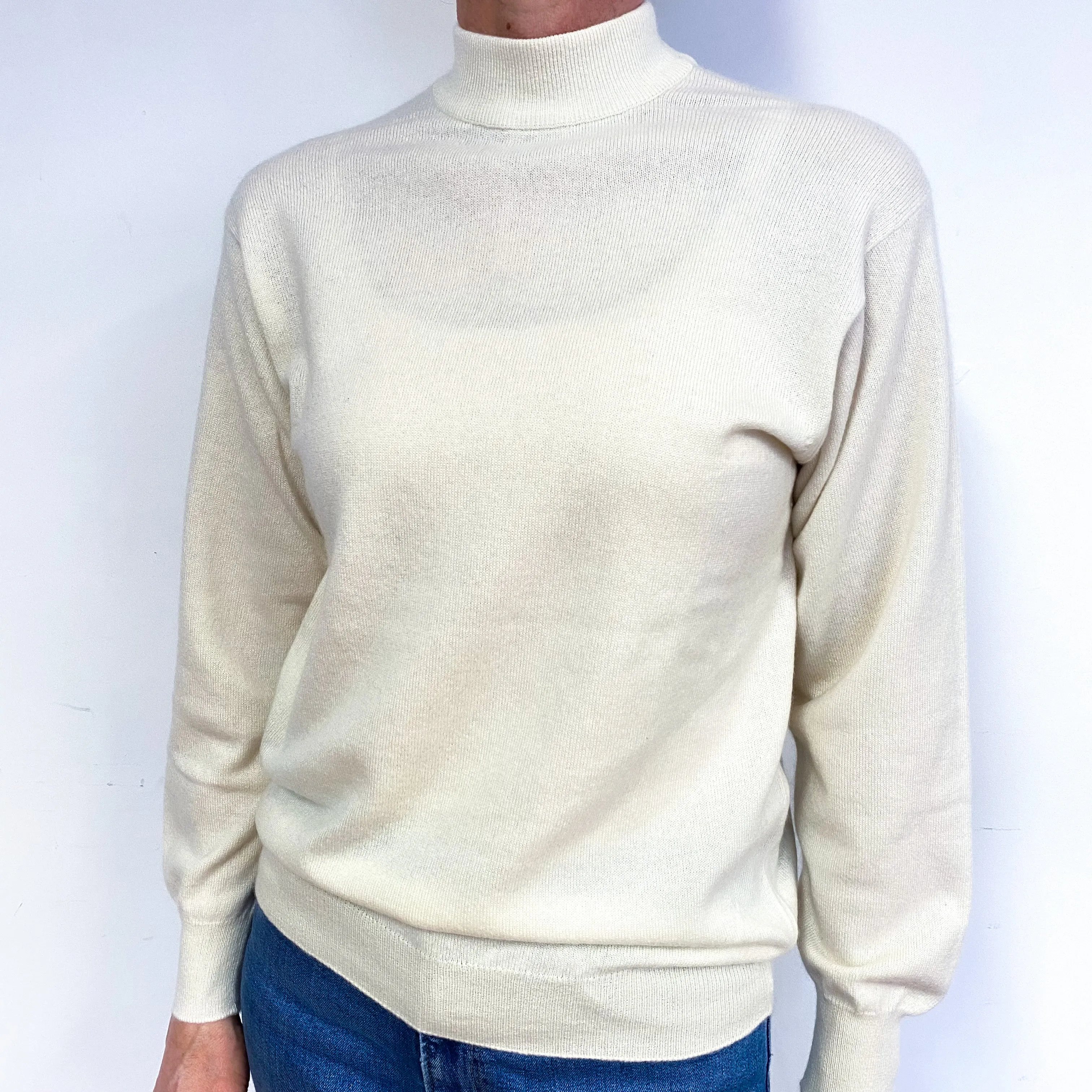 New Scottish Cream Cashmere Turtle Neck Jumper Medium