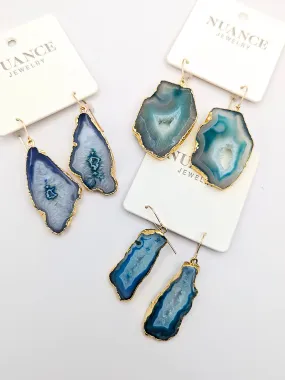 Nuance Geode Slice Earrings | Blues