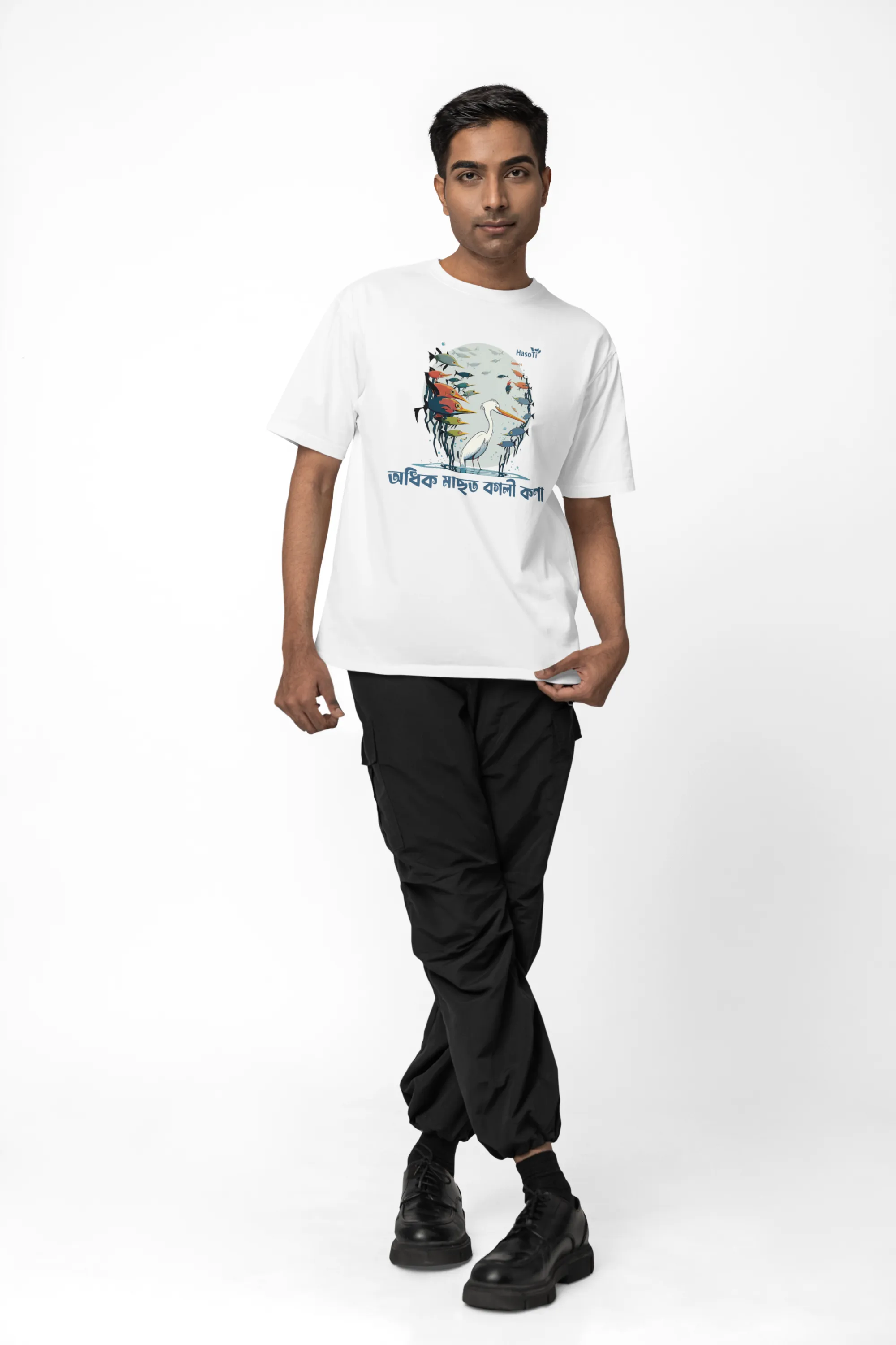 Odhik Masot Bogoli Kona | Assamese graphic printed t shirt | Regular | White | Men