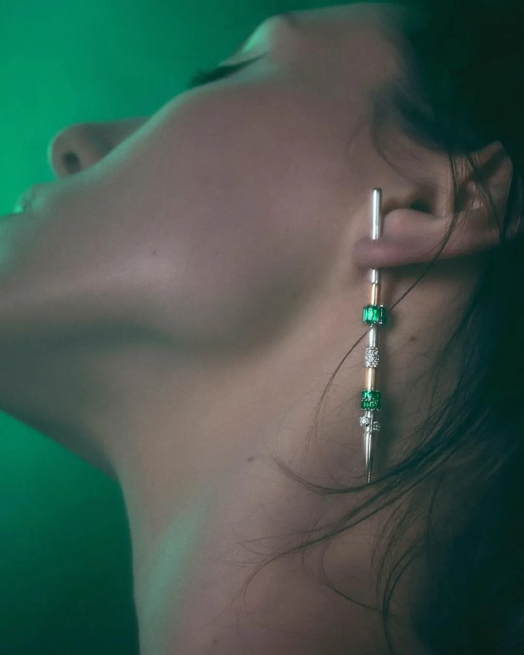 Olafur E earpin with diamonds 8 cm