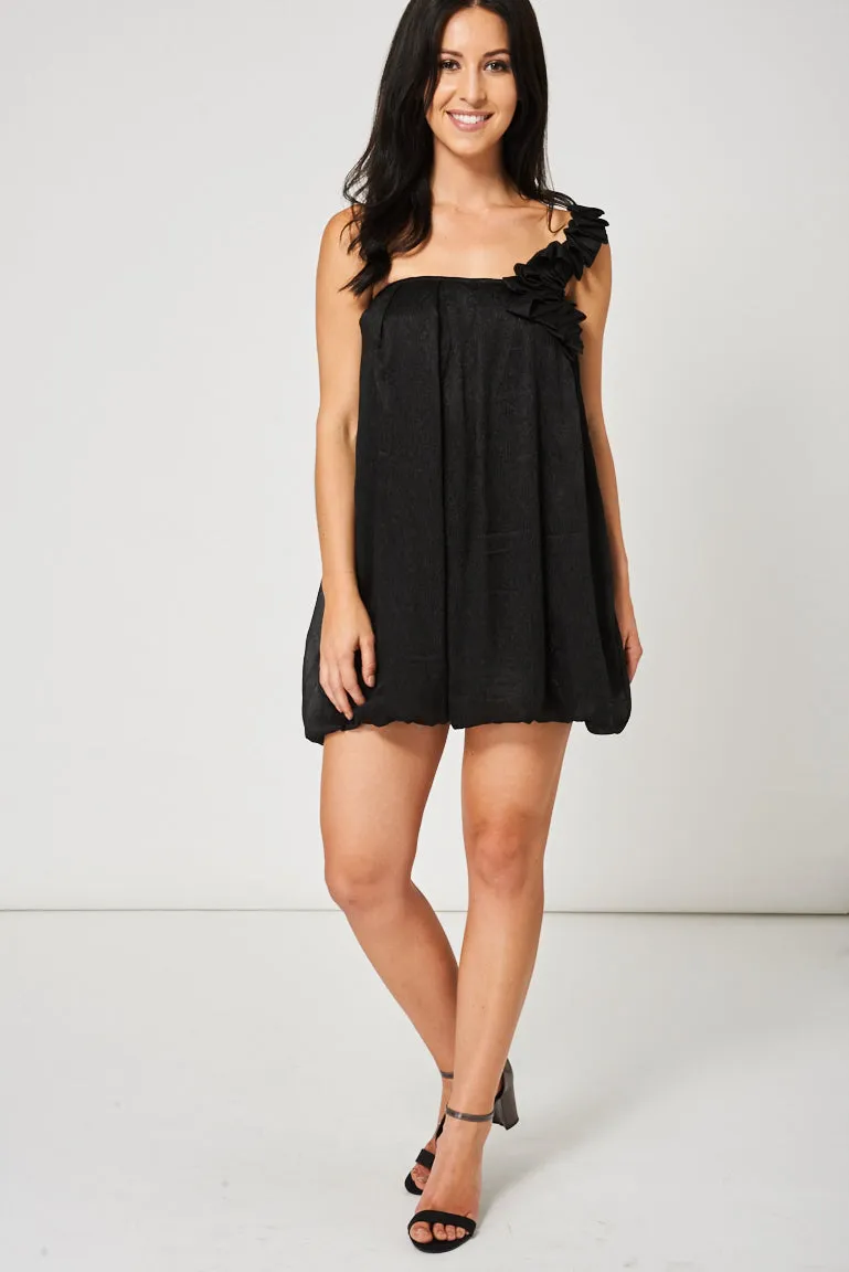 One Shoulder Mini Dress In Black
