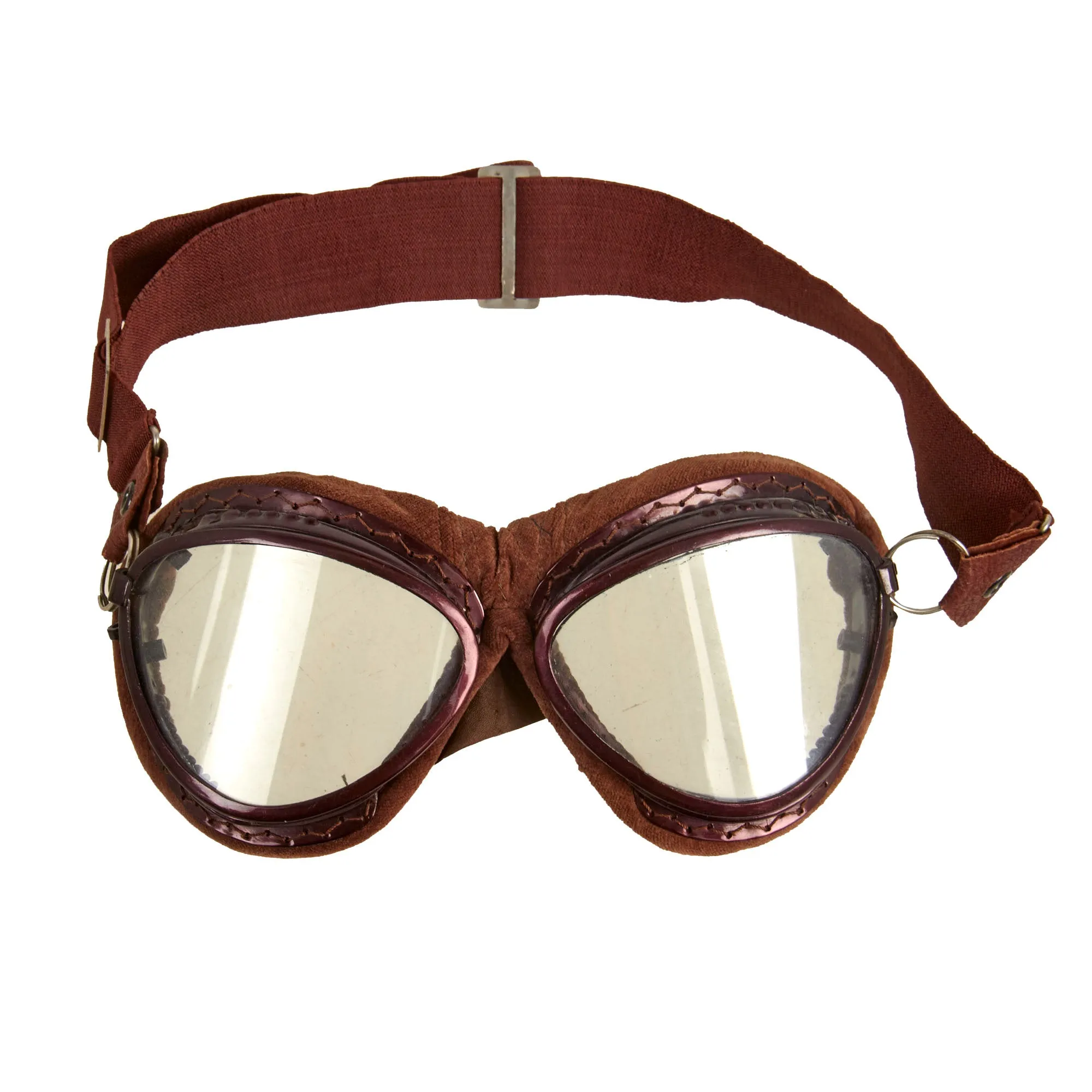 Original Japanese WWII 1942 Dated Leather Winter Flying Helmet with Pilot Goggles