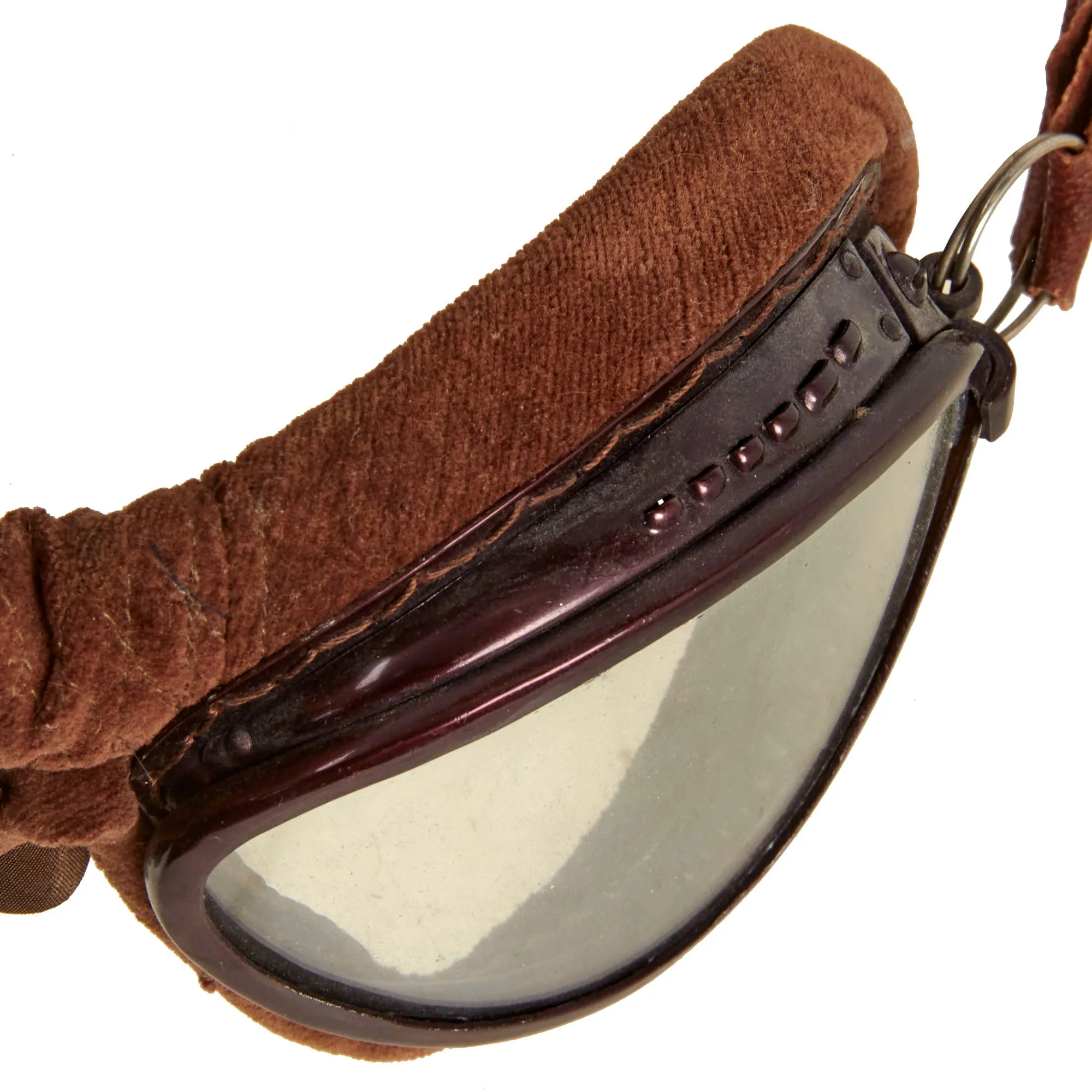 Original Japanese WWII 1942 Dated Leather Winter Flying Helmet with Pilot Goggles