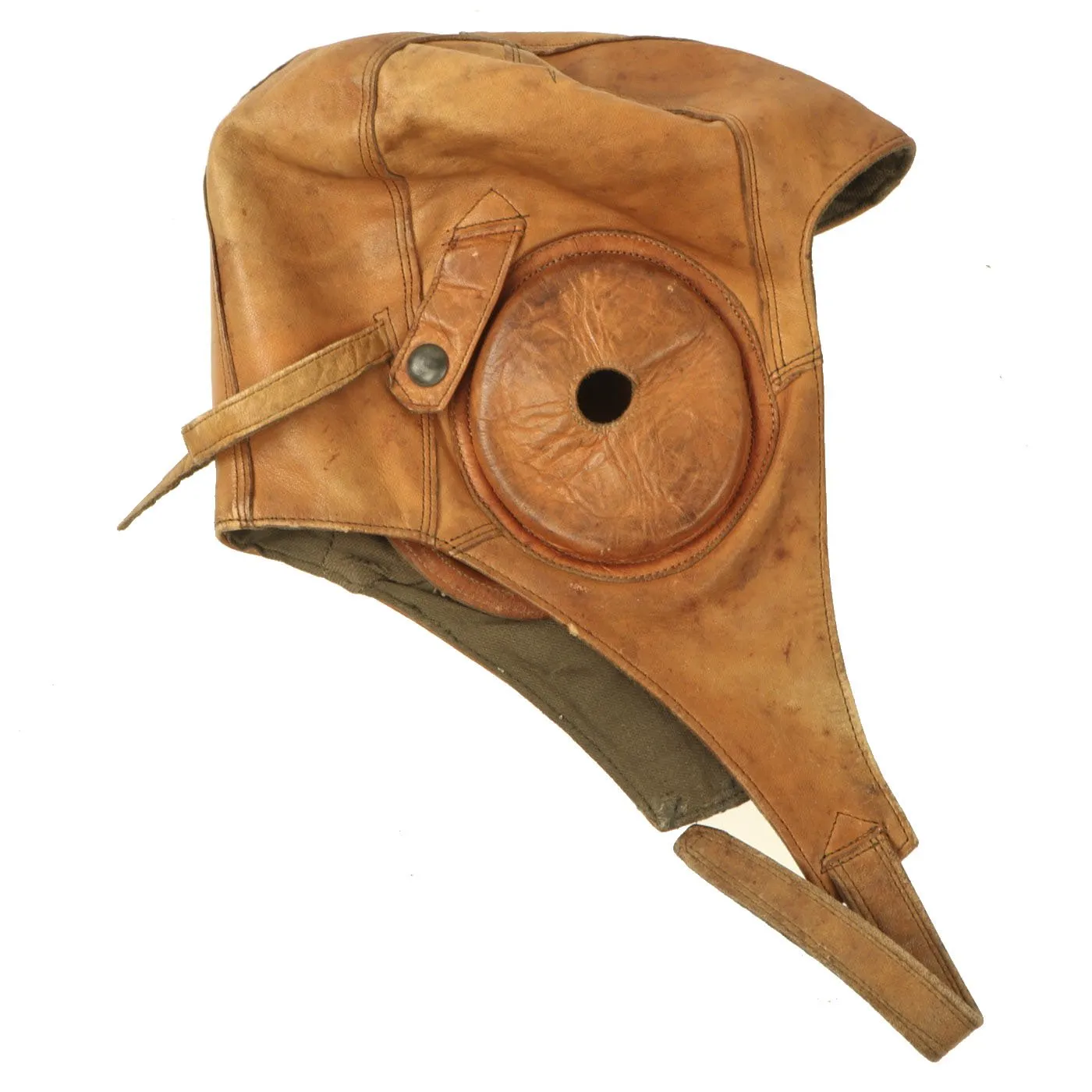 Original Japanese WWII Leather Flying Helmet with Pilot Goggles in Case