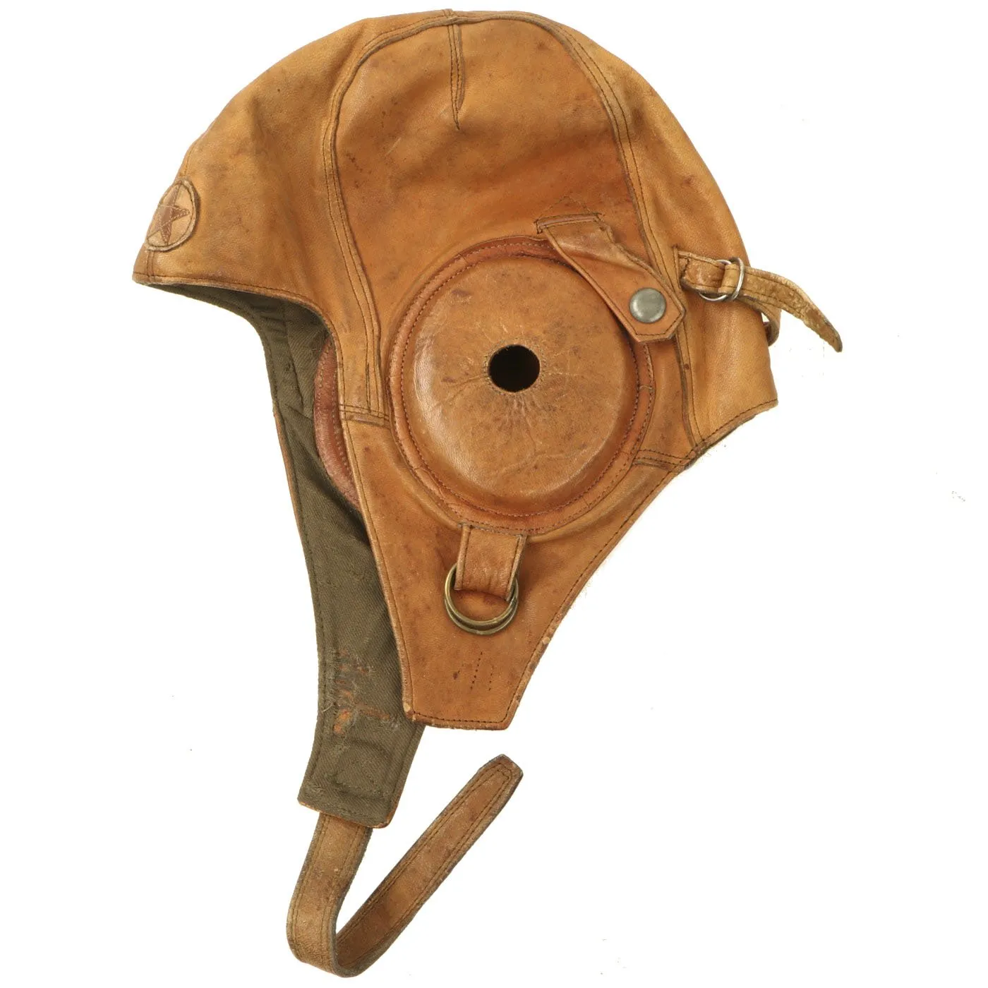 Original Japanese WWII Leather Flying Helmet with Pilot Goggles in Case