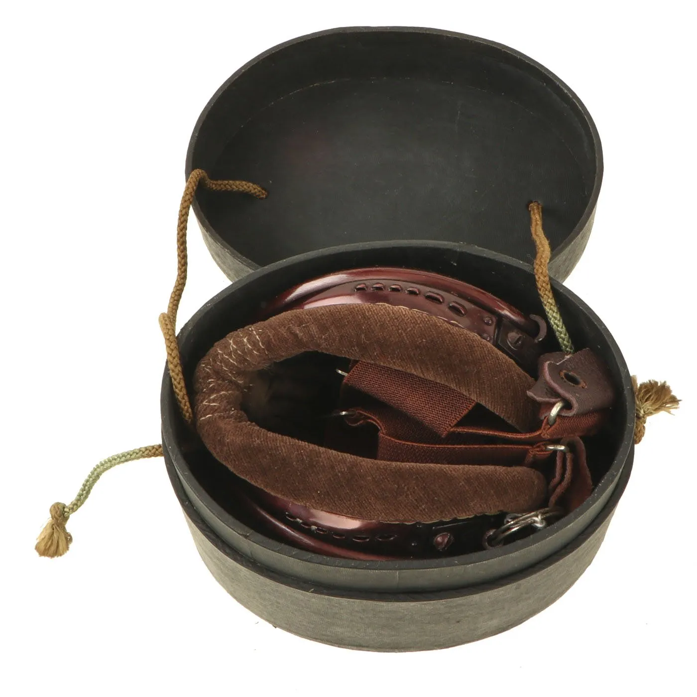 Original Japanese WWII Leather Flying Helmet with Pilot Goggles in Case