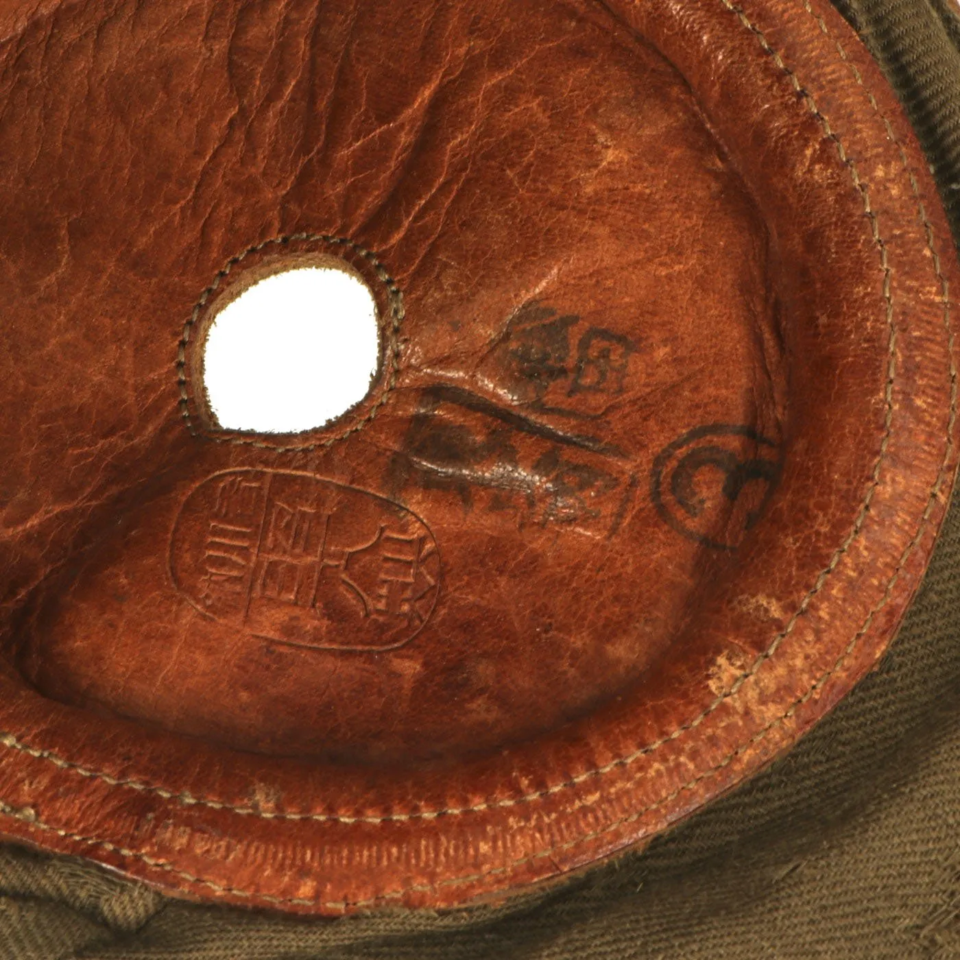 Original Japanese WWII Leather Flying Helmet with Pilot Goggles in Case