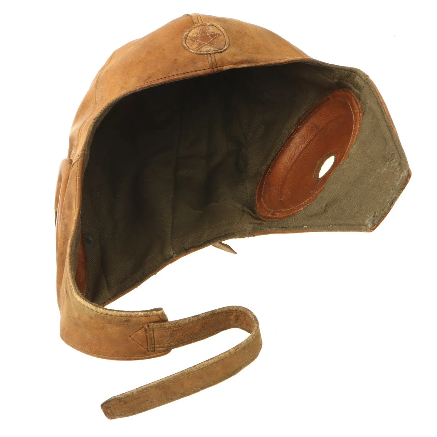 Original Japanese WWII Leather Flying Helmet with Pilot Goggles in Case