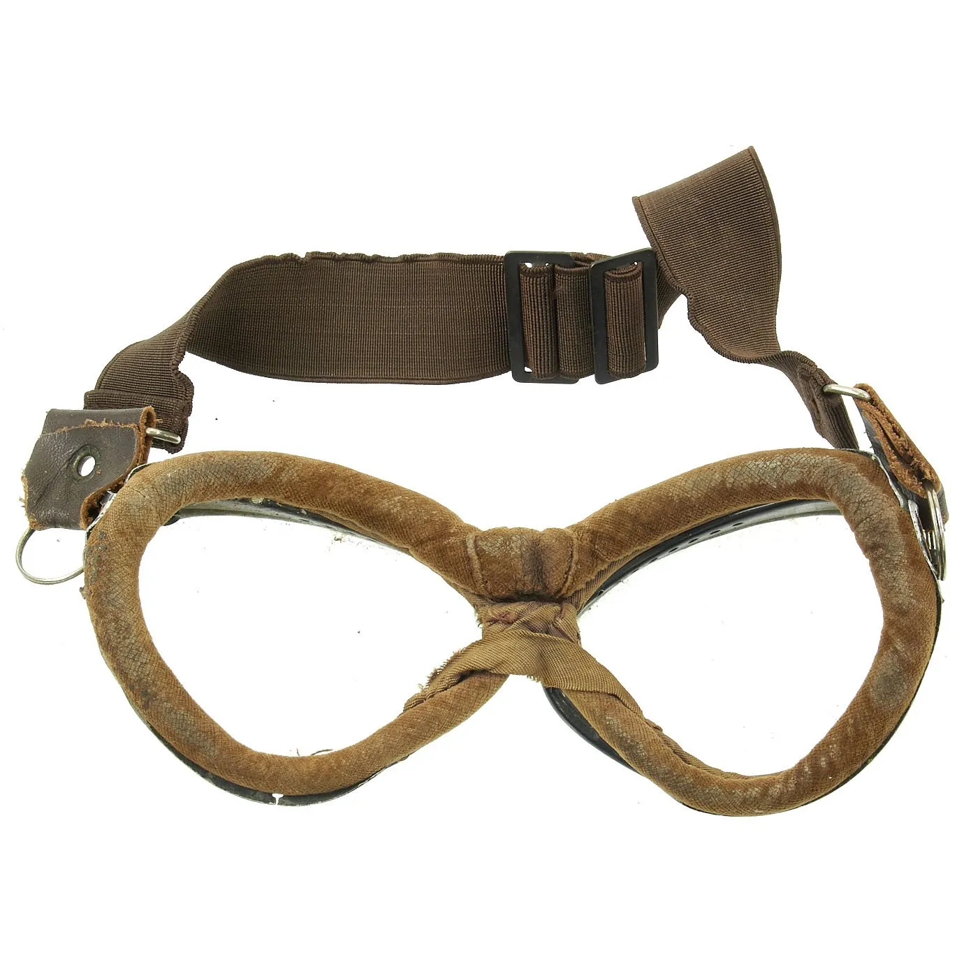 Original Japanese WWII Tan Leather Winter Flying Helmet with Pilot Goggles