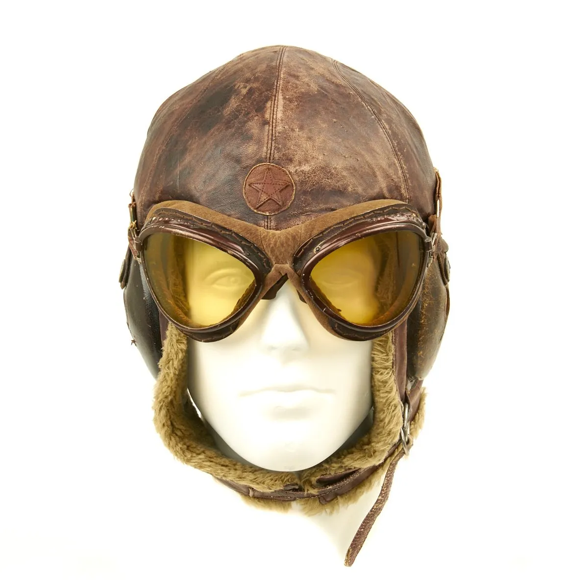 Original Japanese WWII Winter Flying Helmet with Pilot Goggles