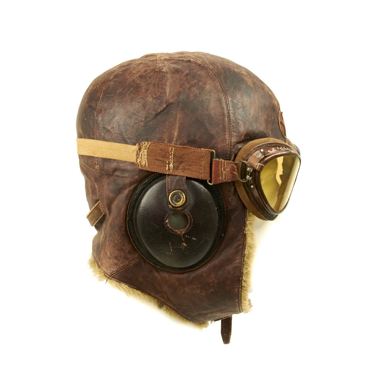 Original Japanese WWII Winter Flying Helmet with Pilot Goggles