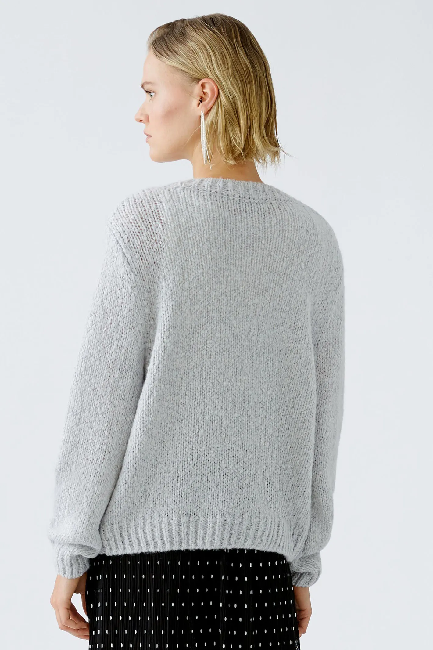 Oui 89927 Jumper Light Chunky Knit Grey