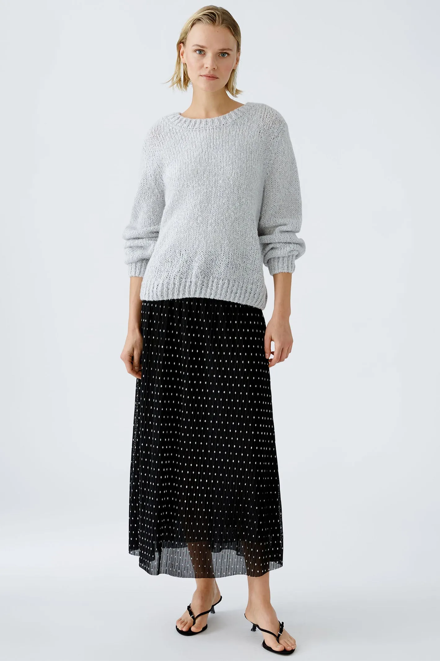 Oui 89927 Jumper Light Chunky Knit Grey