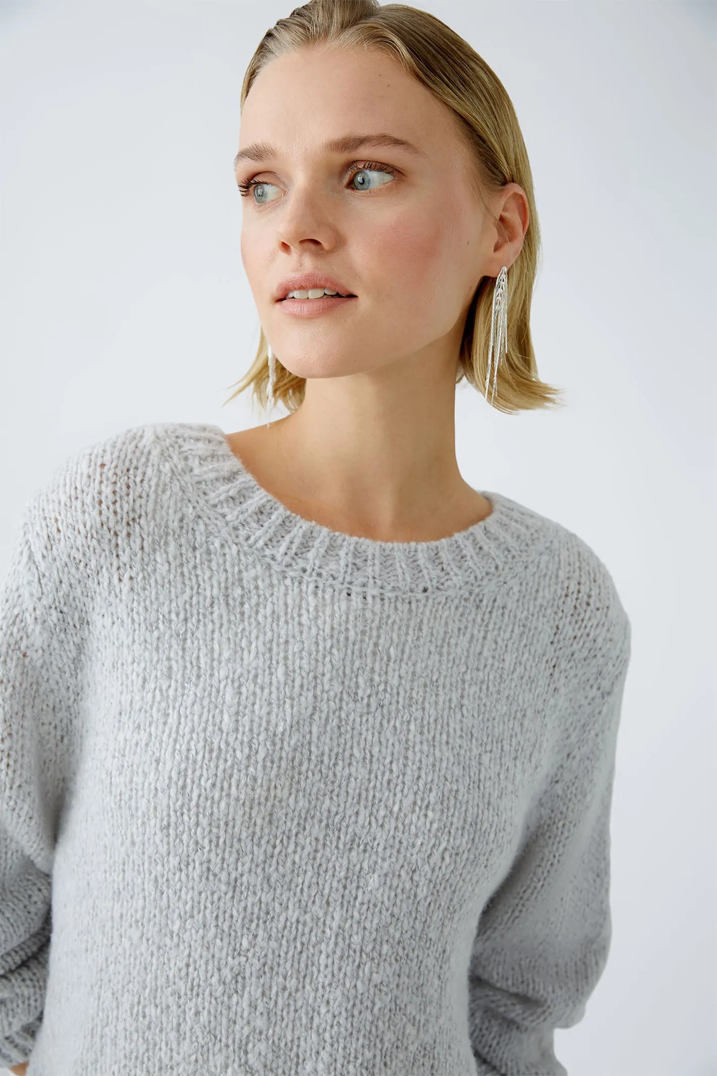 Oui 89927 Jumper Light Chunky Knit Grey