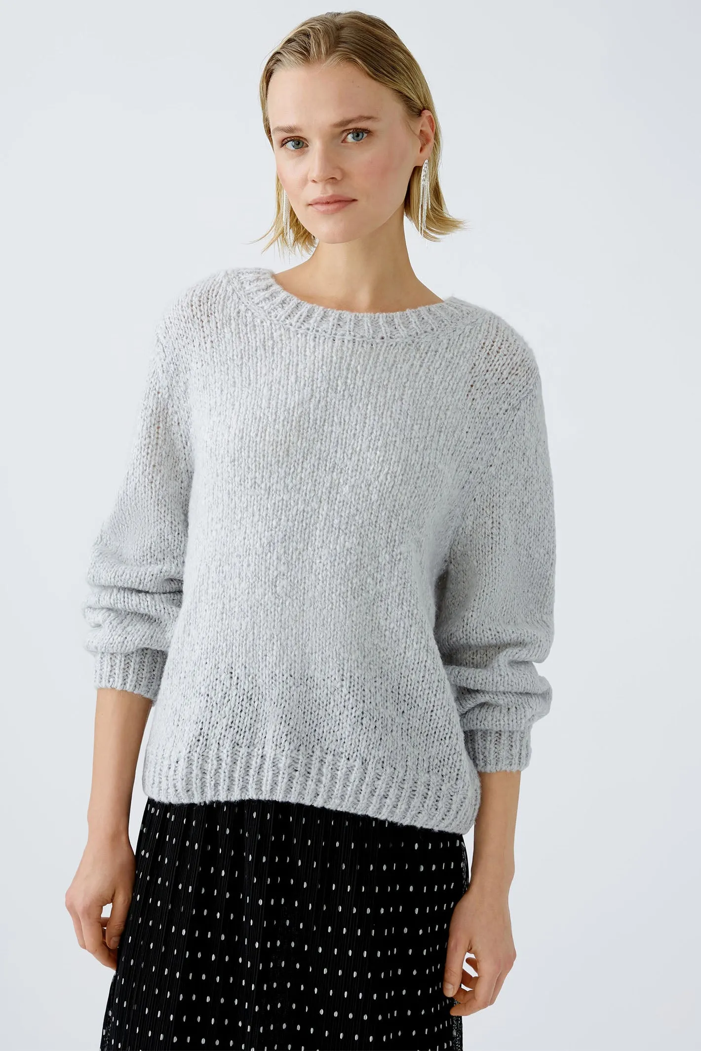 Oui 89927 Jumper Light Chunky Knit Grey