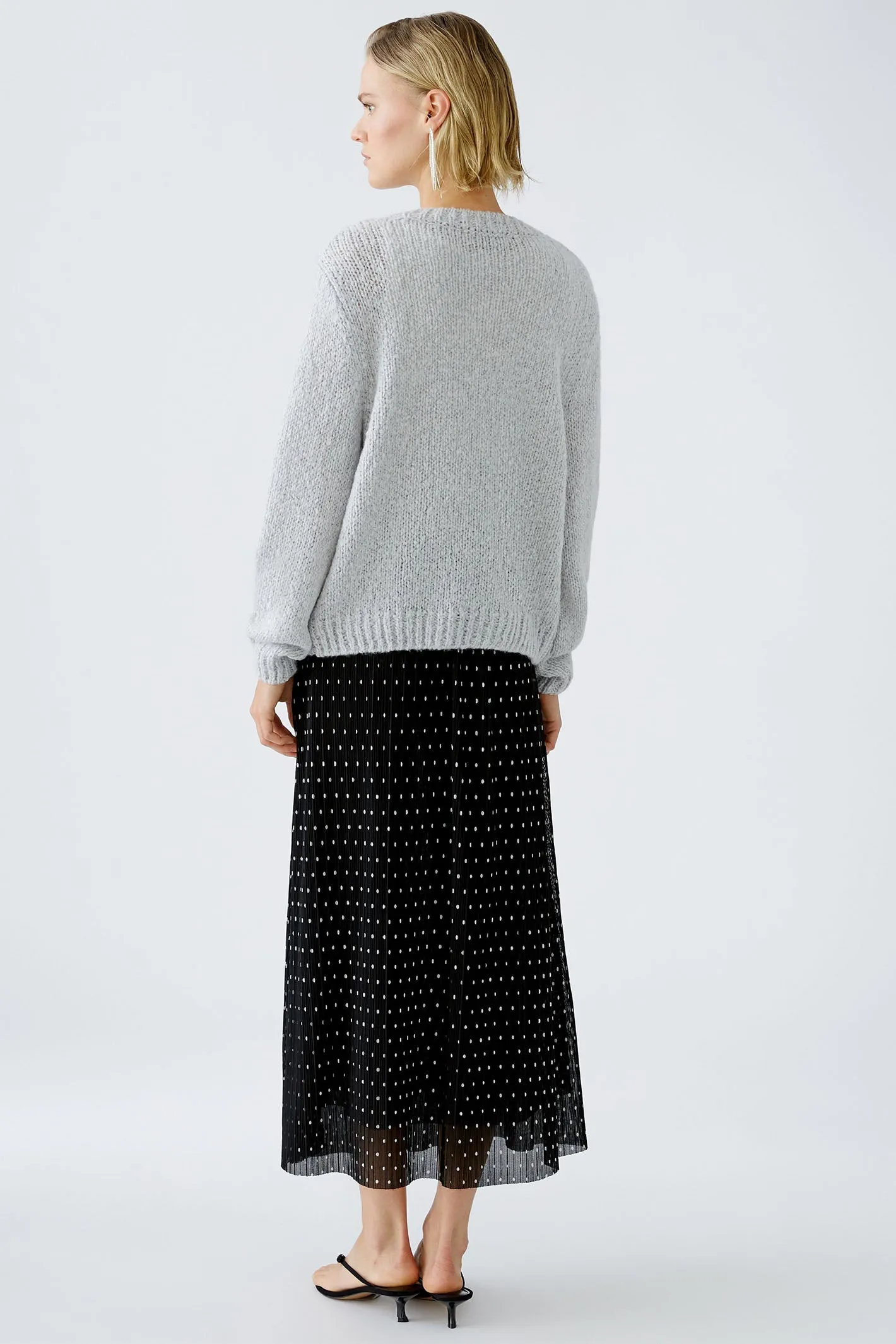 Oui 89927 Jumper Light Chunky Knit Grey