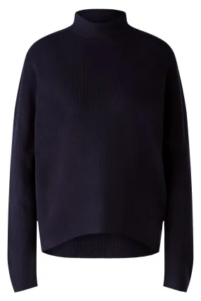 Oui 91546 Dark Blue Mock Turtleneck Jumper
