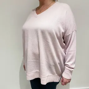 Pale Pink Cashmere V Neck Jumper Extra Extra Large