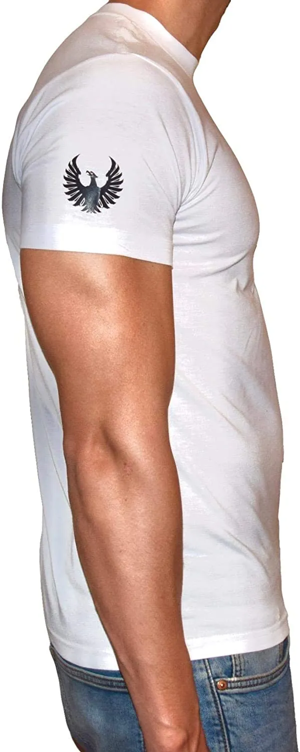 PHOENIX Basic White Round Neck T-Shirt For Men