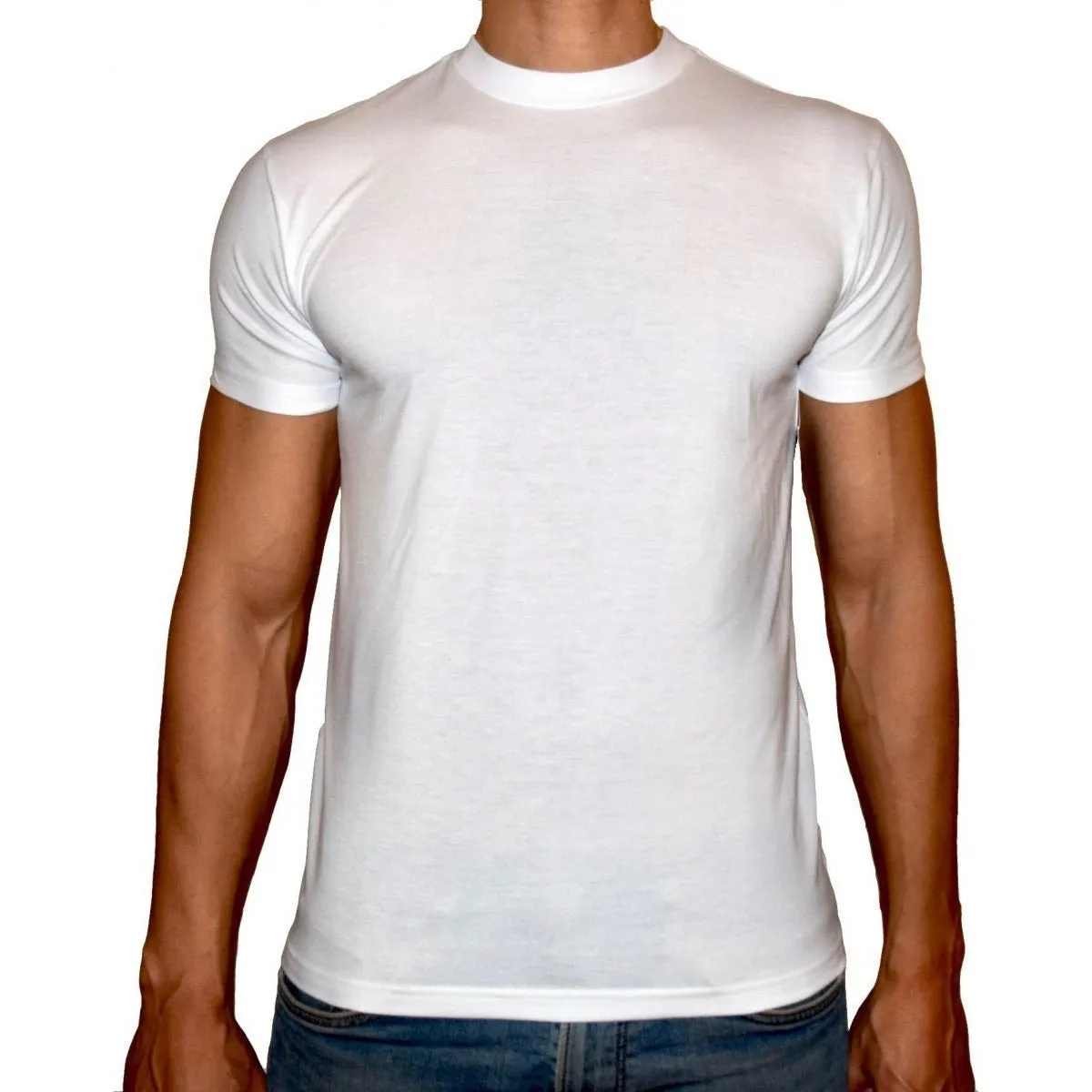 PHOENIX Basic White Round Neck T-Shirt For Men