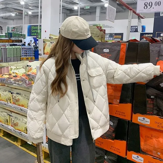 Plain Hooded Quilted Puffer Jacket
