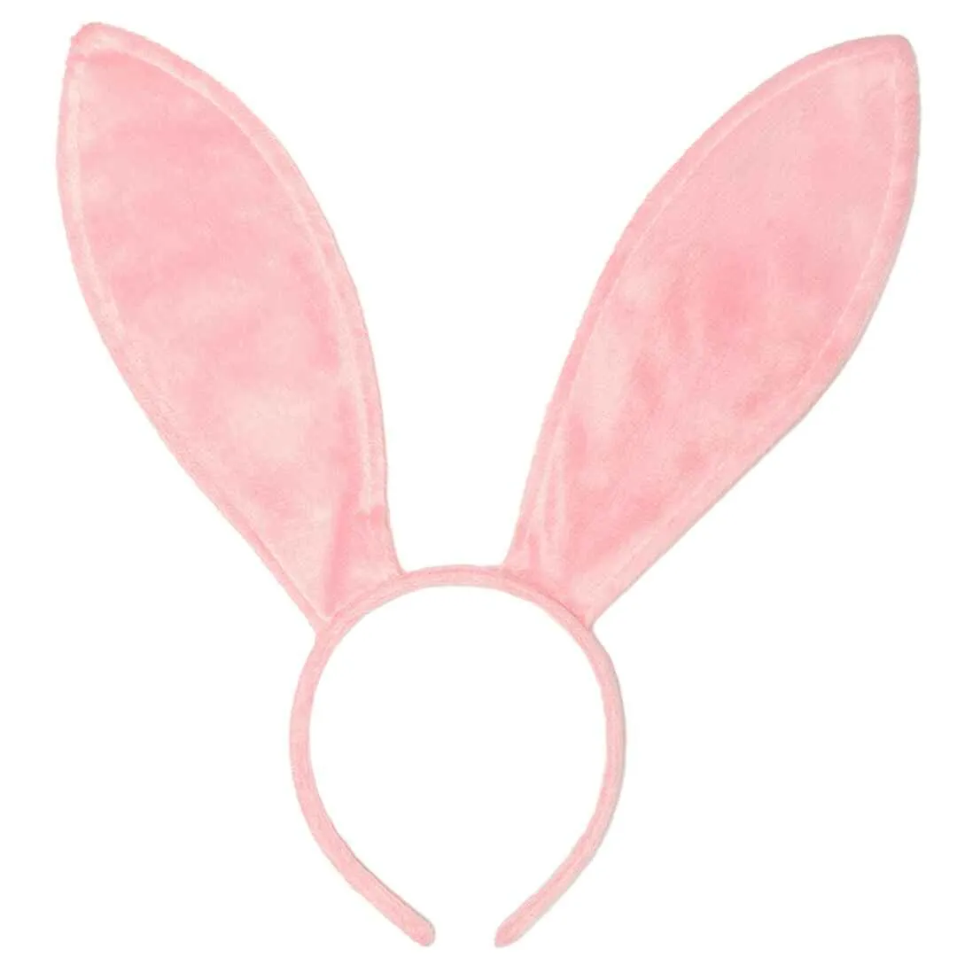 Playboy Bunny Ears Headband - Velvet Pink Rabbit Ears (Pink) - FUNCREDIBLE