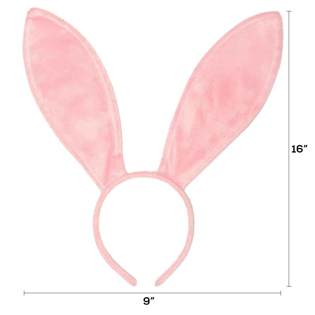 Playboy Bunny Ears Headband - Velvet Pink Rabbit Ears (Pink) - FUNCREDIBLE