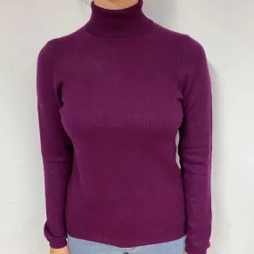 Plum Purple Cashmere Polo Neck Jumper Small