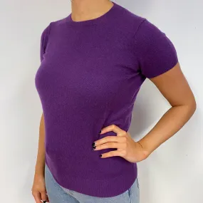 Plum Purple Cashmere Short Sleeved Jumper Small