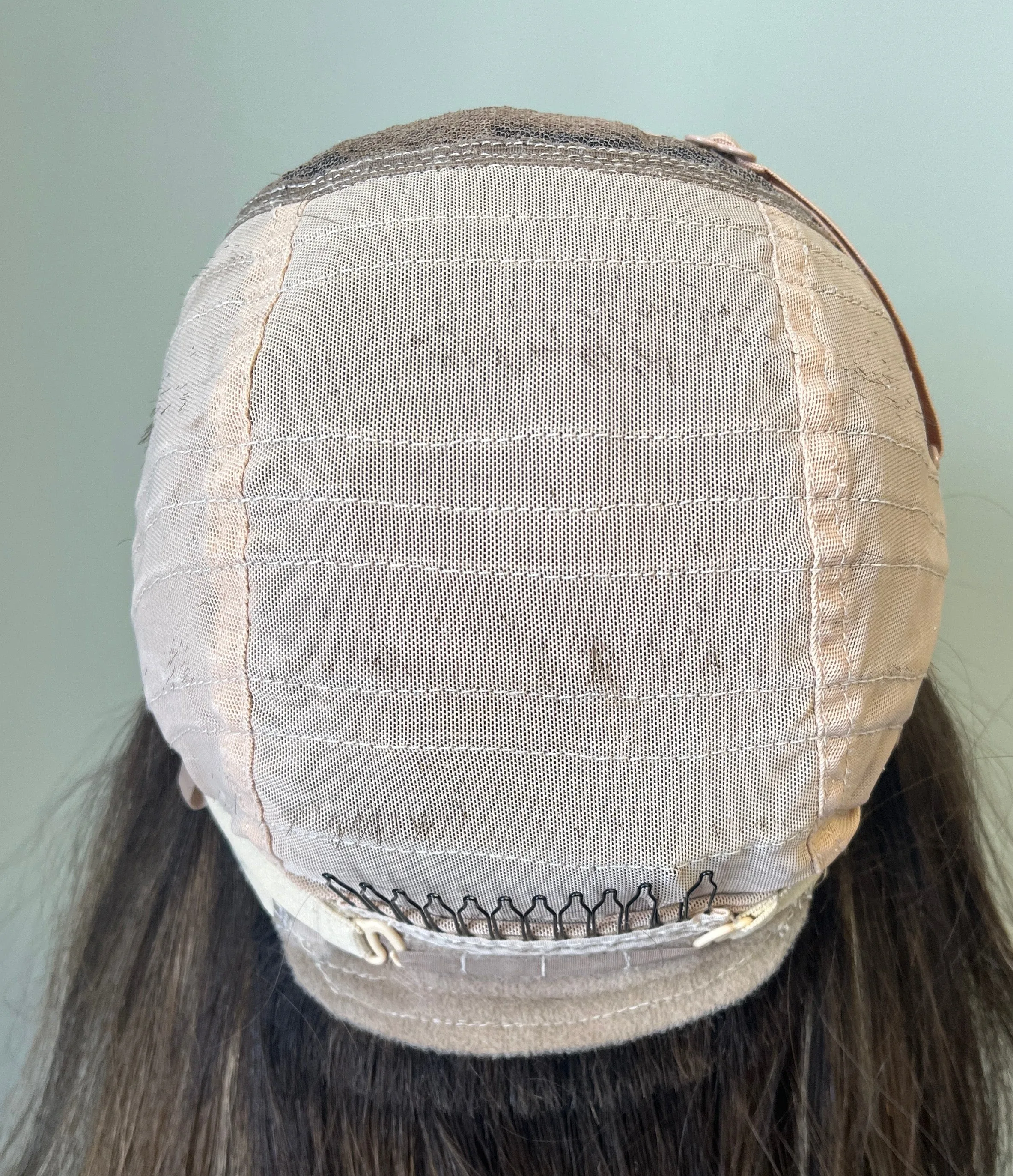 Preloved, Be Unique Wigs by Charlotte, custom wig | Human hair | Brown with highlights | Small cap | 17" length