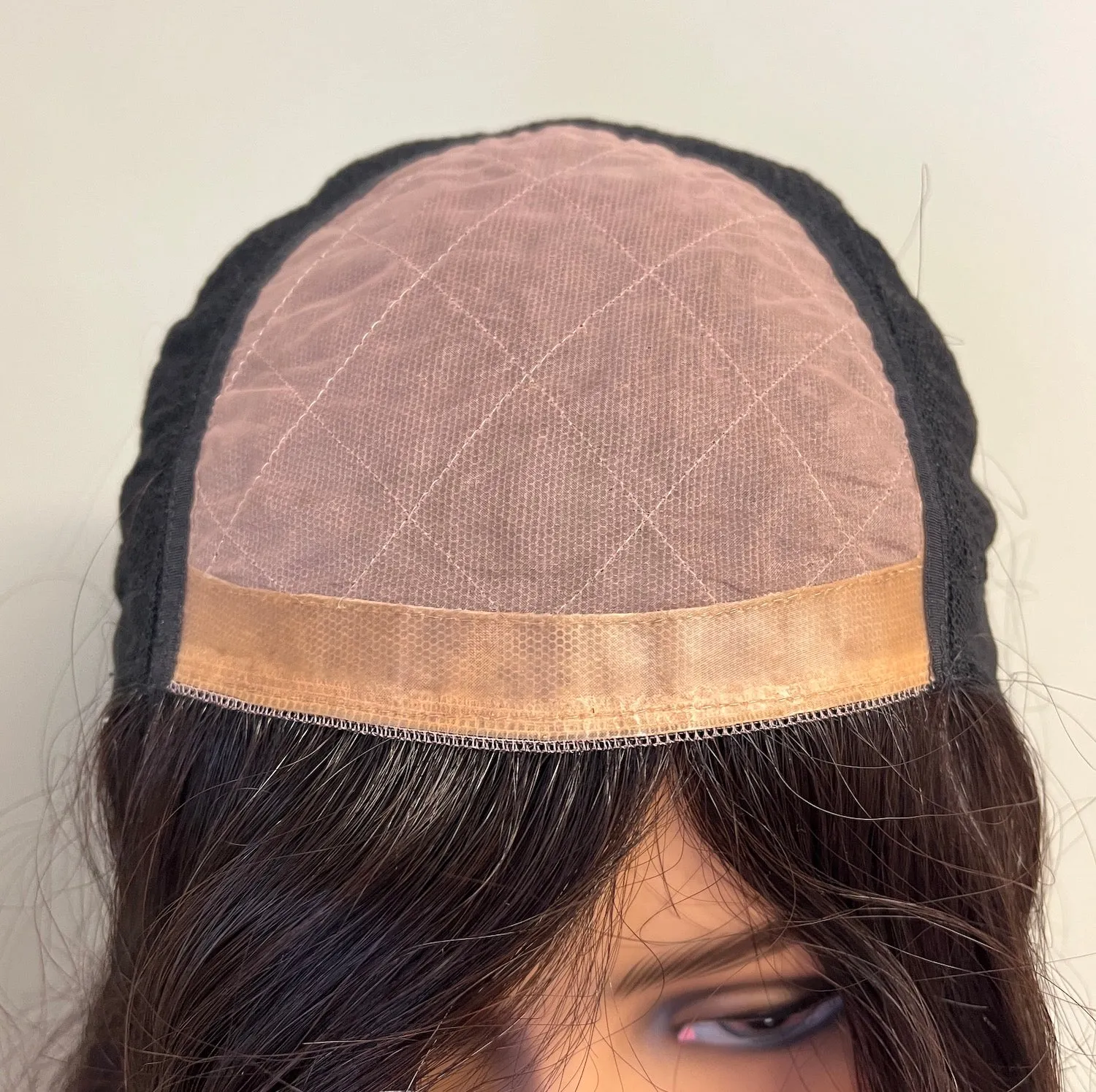 Preloved, Brand unknown, wig | Human hair | Darkest brown | XL cap 23.5" | 21" length
